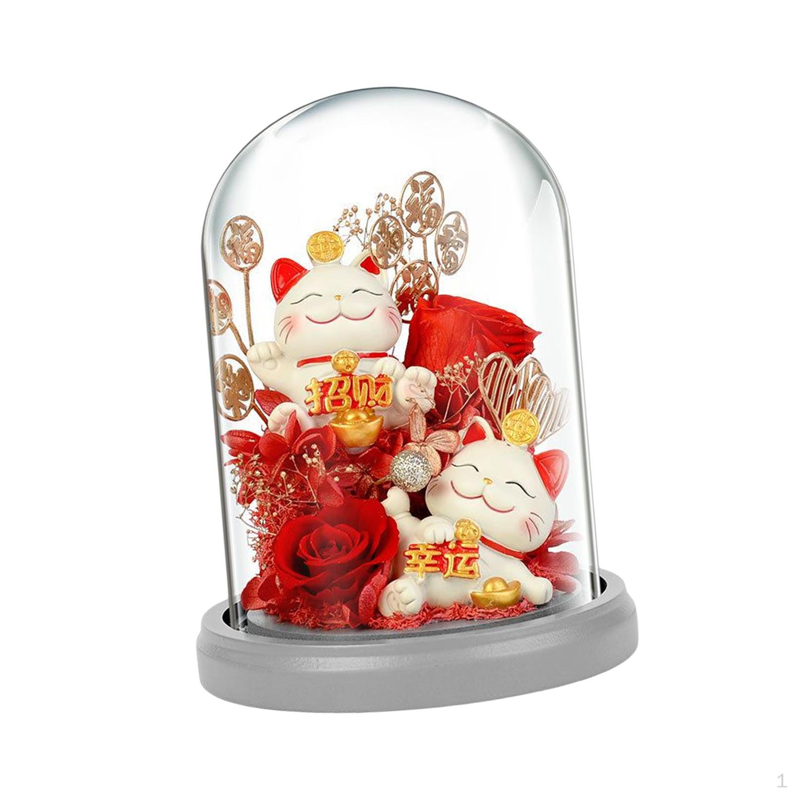 

Cat Figurine Home Decor Rose for Anniversary Valentine Style B