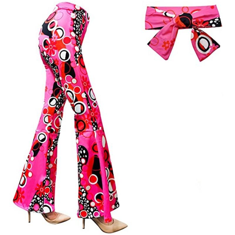 Pantaloni a zampa d'elefante da donna USA Boho Comodi Elasticizzati Pantaloni Estivi da Donna Strisce Stampa Digitale Pantaloni Casual per la Festa dell'Indipendenza