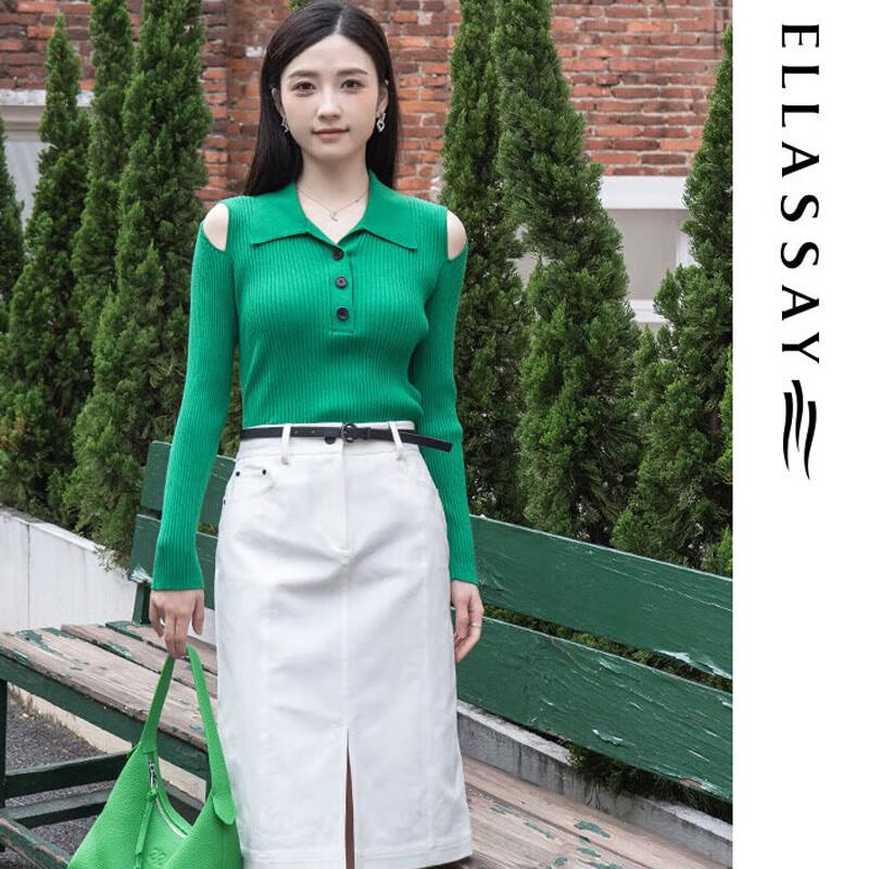ELLASSAY Cotton Blend Front Slit Midi Skirt L