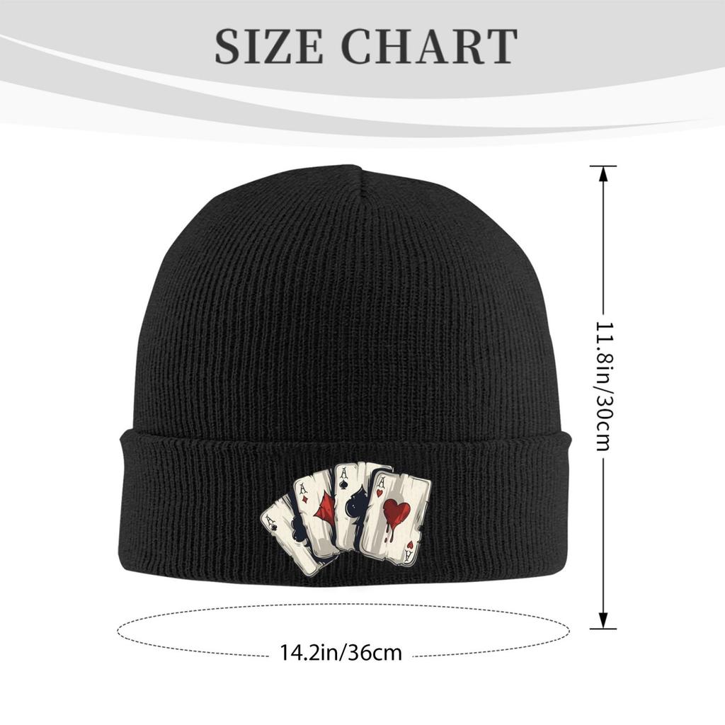 4A Poker Card Unisex Style Beanie Hats Adult Unisex Casual Elastic Cap Autumn Winter Outdoor Design Bonnet