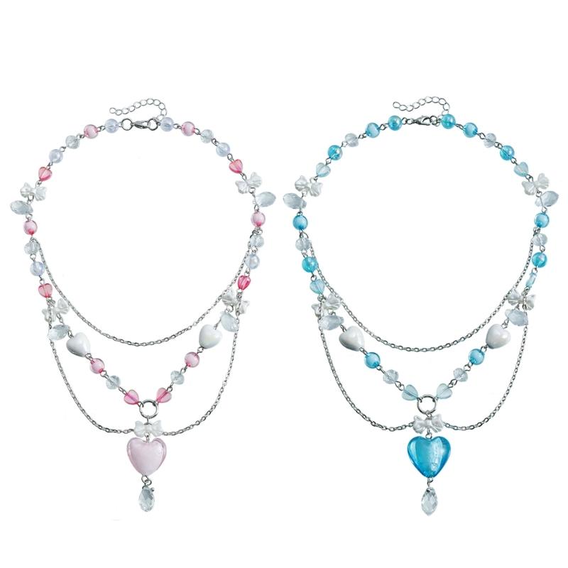 Simple Necklace Beaded Necklace Chic Pendant Necklace Fashionable Neck Jewelry Multilayer Necklace Gift for Women Girls