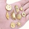 6pcs Real Gold Plated Sun Charms For Jewelry Making Supplies Stainless Steel Charm Pendants Heart Moon Thread Sunshine Material