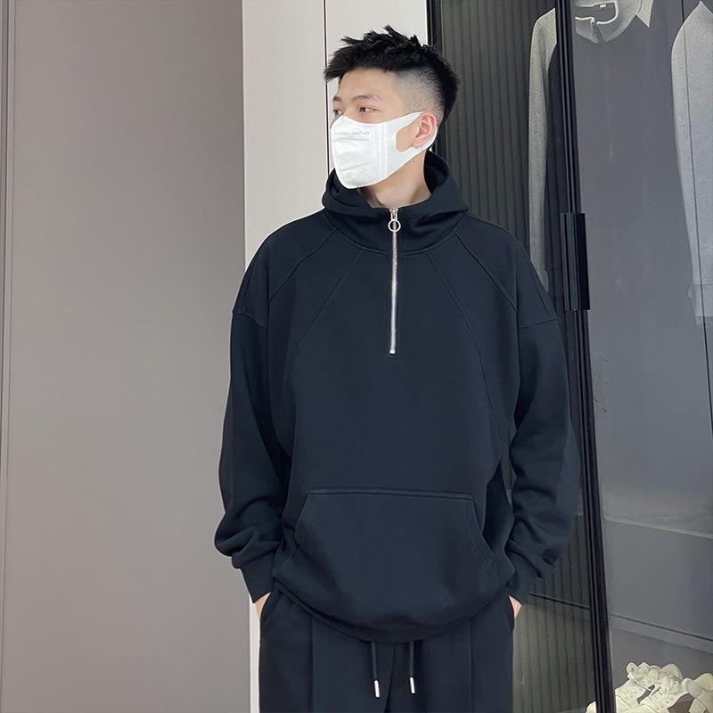 Men's Thick Fleece-Lined Half-Zip Hoodie, Spring/Autumn 2025, Casual Couple Hooded Top