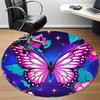1PC Butterfly Flowers Office Round Area Rug, Indoor Mat Suitable ForOffice, Under Office Chairs Bedroom Living Room Home Decor, Room Deco, D018
