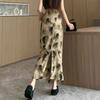 Fashion Drawstring Bag Hip Long Skirts Chinese Style Ink Paint Women's Summer Vintage High Waist Chic Irregular Split Skirts