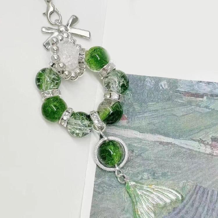 Sophisticated Fish Tail and Bowknot Phone Chain Stylish Beaded Keychain Cellphone Pendant Accessory for Trend Setters