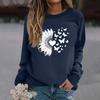 Damenmode Lässig Langarm Einfarbig Bedruckt Rundhals Oberteil Sweatshirt
