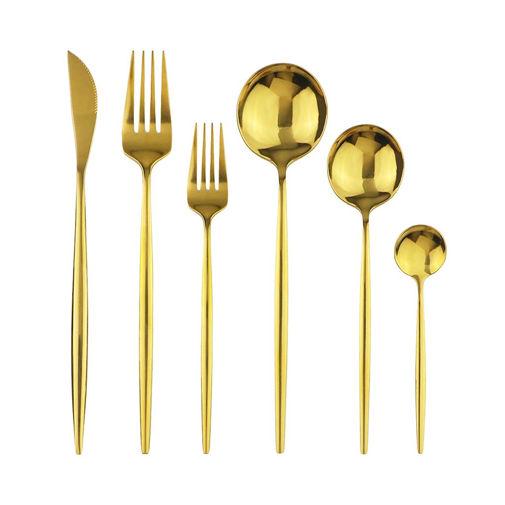 6 ks Bílé zlato Sada zrcadlových příborů Nůž Vidlička Kávová lžička Sada příborů Sada nádobí z nerezové oceli Sada kuchyňského nádobí Sada příborů