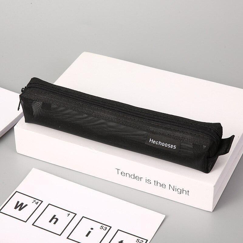 Transparent Stationery Pencil Bag Student Examination Dedicated Nylon Mesh Pen Case Unisex Large Capacity Pouch School Supplies