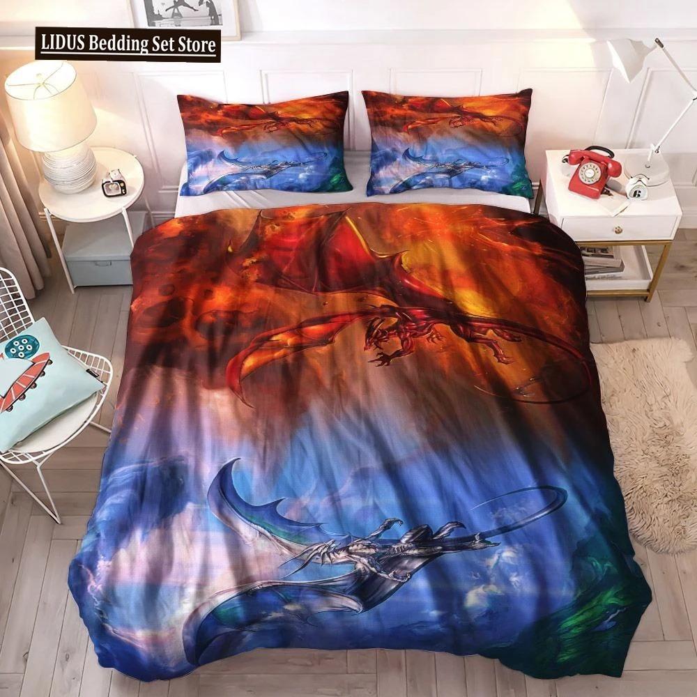 Comforter Dragon And Phoenix Full Queen Size Fantasy World Monster Gothic Bedding Sets Bohemian Mandala Comforter