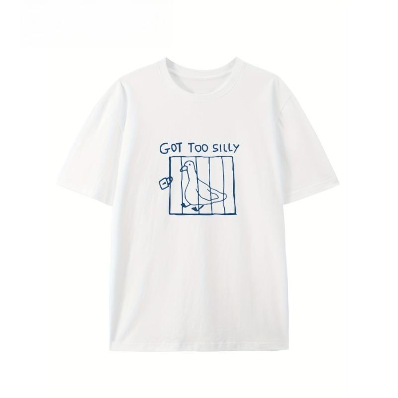 

European Size Creative And Fun Graphic Round-Neck T-Shirt, Made of Pure, Trendy And Stylish for Summer, Perfect for Casual Everyday Wear S белый
