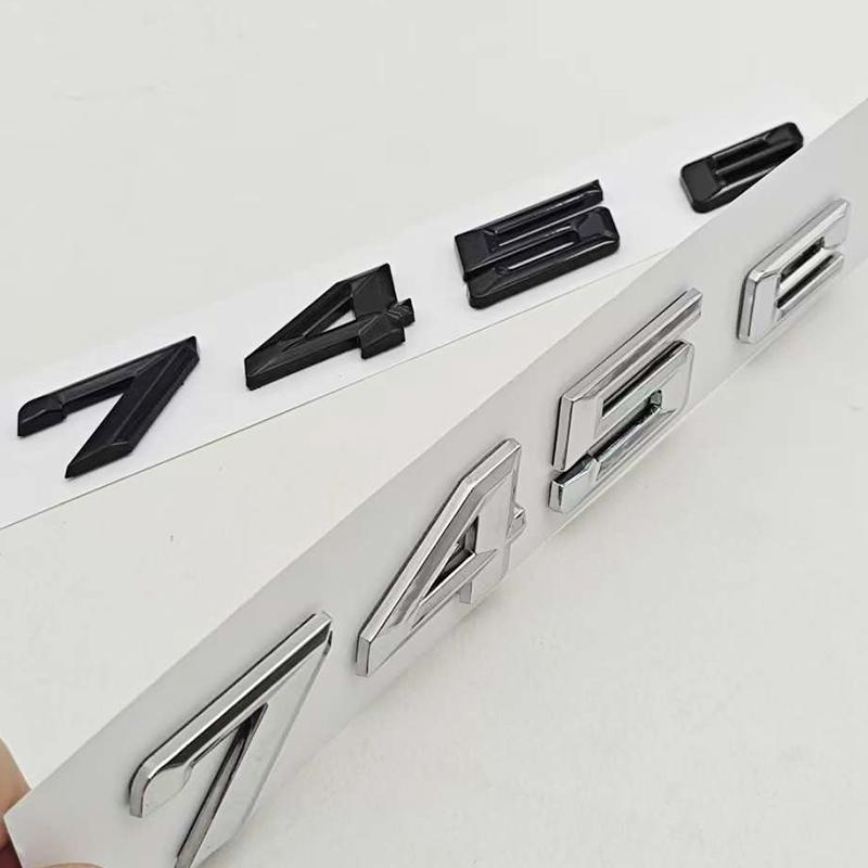 3D ABS Chrom Schwarz Auto Buchstaben Logo 745e Heckklappen Emblem Aufkleber Abziehbild Für BMW 7er Reihe 745e G12 Auto Heckmarkierung Zubehör