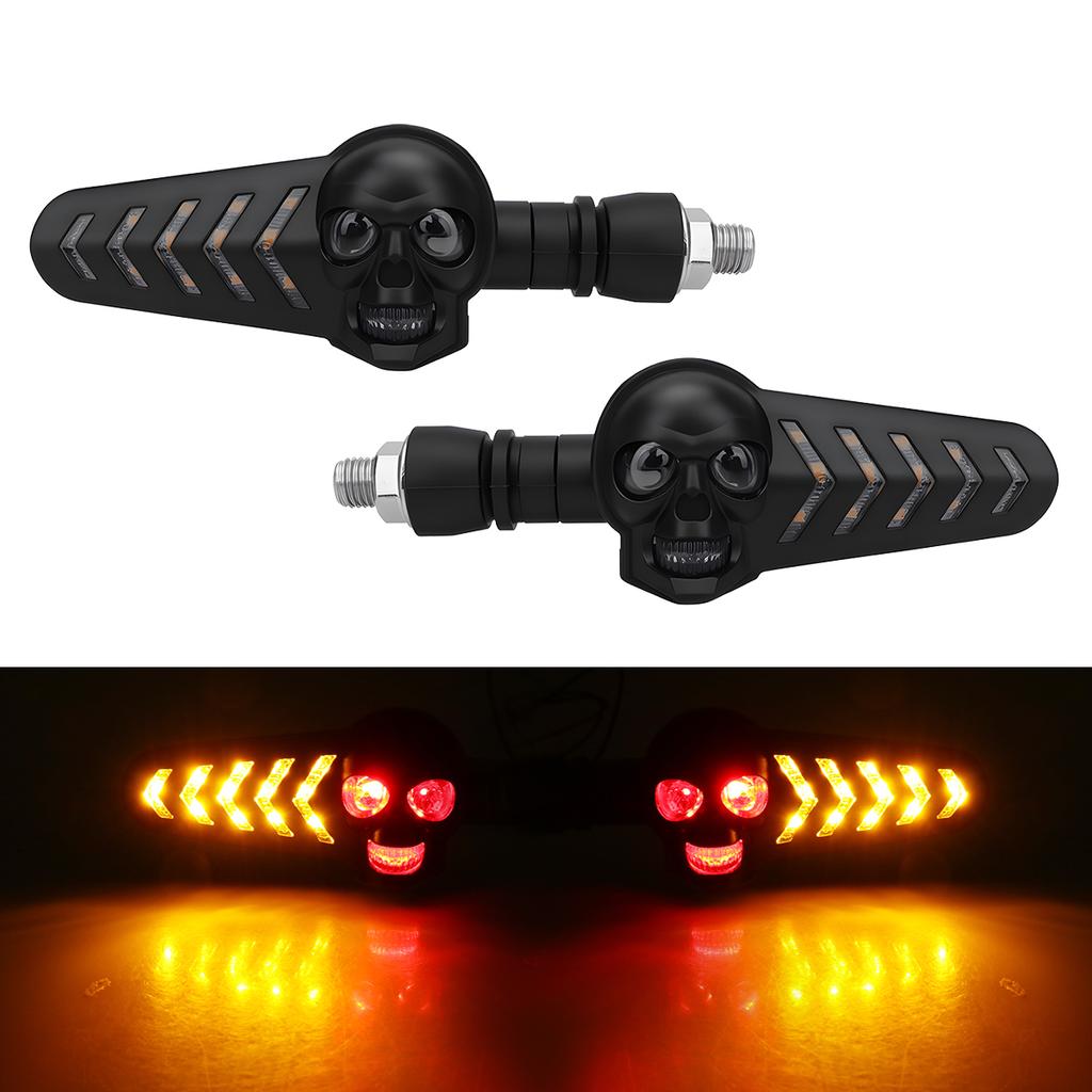 2PCS Motorcycle LED Turn Signal Light 12-24V Flashing Indicator Lamp Dual Color DRL Tail Brake Lamp Decorative For YAMAHA Honda