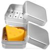 2 Pcs Drainage Aluminum Box Travel Soap Holder With Lid Bar Soap Case Portable Dishes Shower Container Metal Dish Sturdy