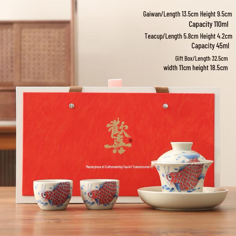 

Chinese Retro Ceramic Gaiwan Tea Set
