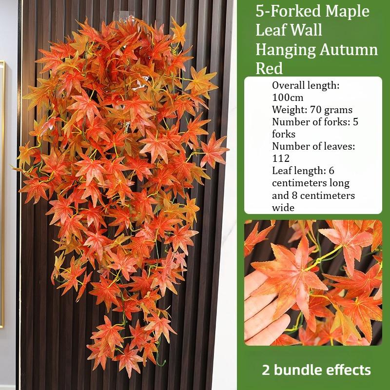 

Artificial 5-Fork Maple Leaf Wall - Hanging Vine, Fake Plant for Wedding, Home Props, Halloween and Christmas Decoration