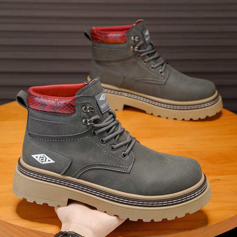 Martin boots winter retro British style shoes American outdoor heightening non-slip high-top big yellow boots 39 серый 4660₽