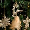 Golden Feather Snowflake Angel Pendant Christmas Tree Ornament