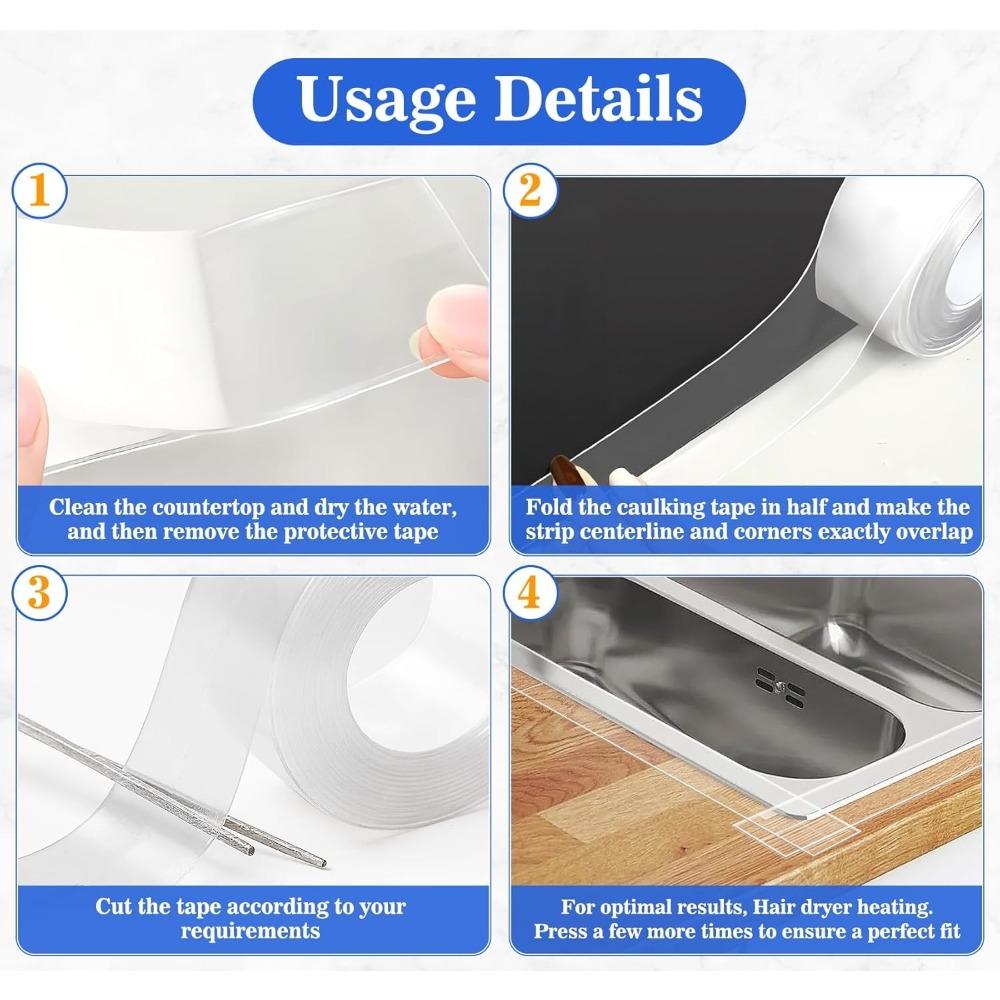 Kitchen Waterproof Mildew Strong Bathroom Toilet Crevice Strip Transparent Adhesive Tape Pool Water Seal