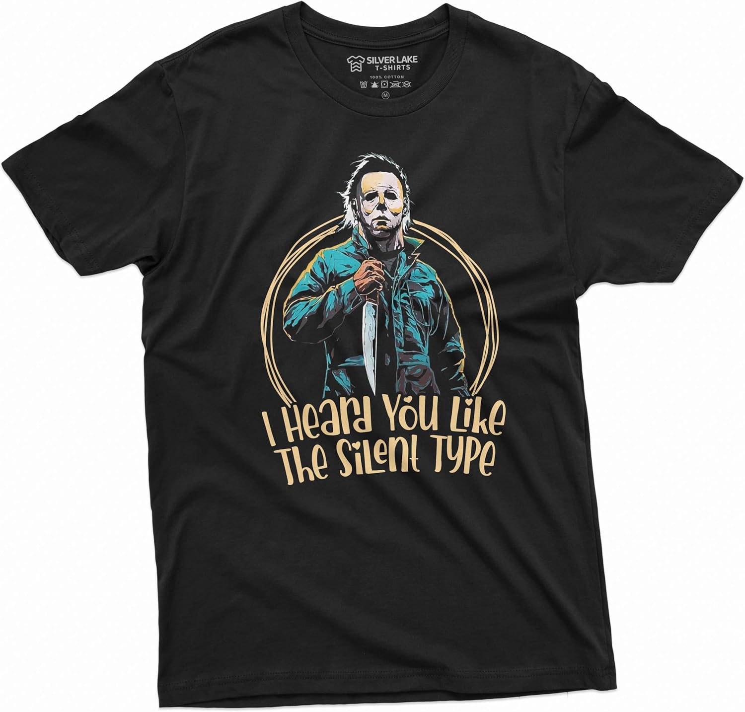Men s Funny Valentine s Day Horror Inspired T-Shirt Michael The Silent Type Funny Valentine Gift S разноцветный