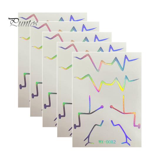 Event Makeup Tattoos 5 Sheets Holographic Lightning Tattoos, Waterproof Flash Temporary Safe Face Stickers, Full Color Body Art for Festival