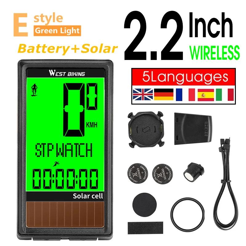 WEST BIKING 5 Sprachen Kabellos Wasserdicht Multifunktionaler Fahrradcomputer Cycling MTB Kilometerzähler Rennrad Stoppuhr Tachometer