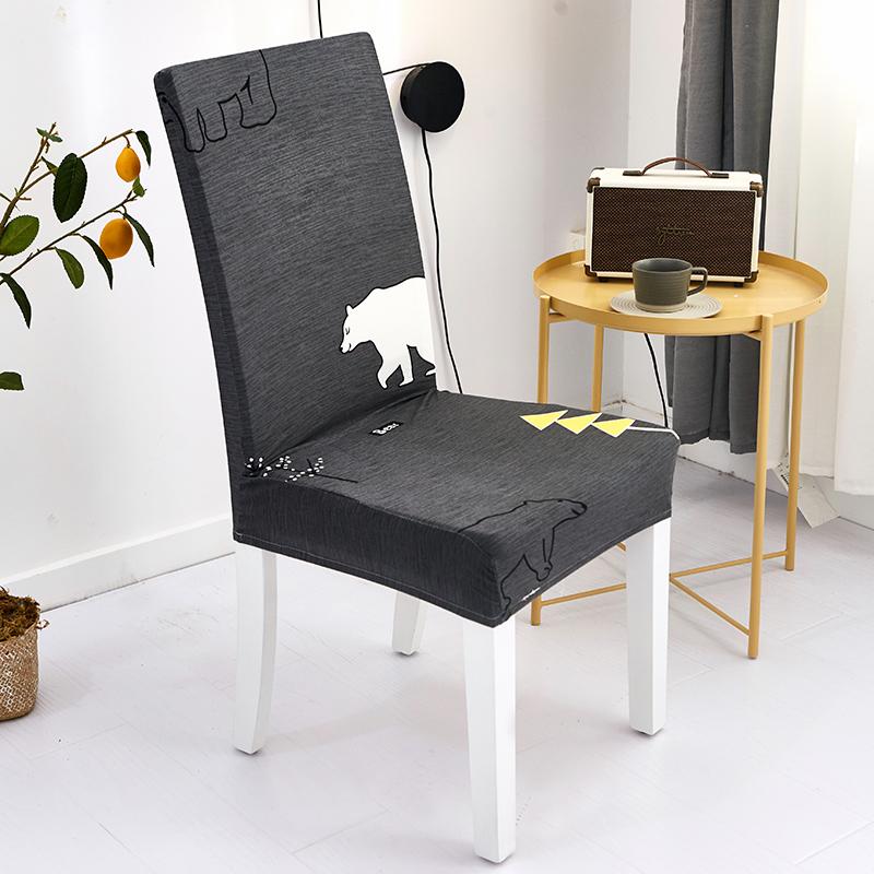 

1PC imitation milk silk print elastic Chair Cover dust-proof new look of chair easy to install & remove fit dining room study 1 PC