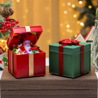 Luminous Christmas Gift Boxes and Music Box Ornaments for Shop Windows