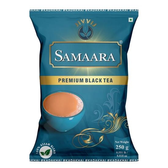 Samaara Tee 250g | CTC Assam Premium Schwarzer Blatttee | Chai Patti Pulver | Beutel 250 g