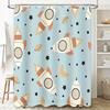 Adorable Space Rockets Shower Curtain Modern Space Rocket Moon Pattern Bathroom Curtains, Decorative Curtains Waterproof