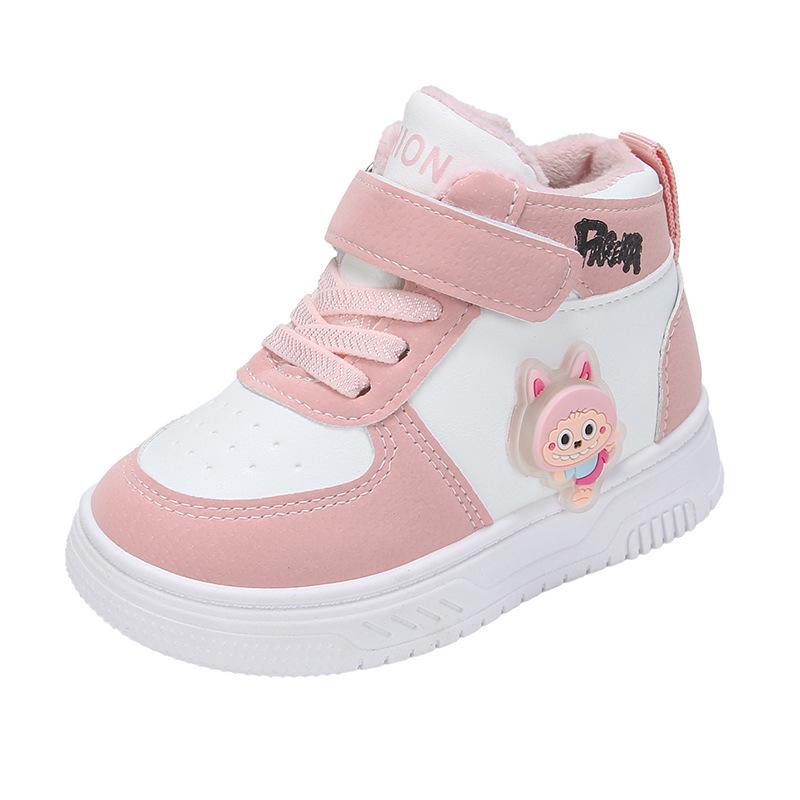 Girls' High-Top Canvas Shoes: Soft Sole, Shock-Absorbing, Anti-Slip Sports Sneakers for Toddlers & Kids - Autumn/Winter 2025 Collection.