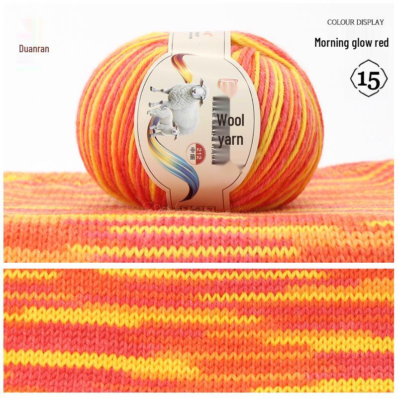 Rainbow Gradient Wool Yarn for Hand-Knitted Sweaters, Baby Hats, and Scarves