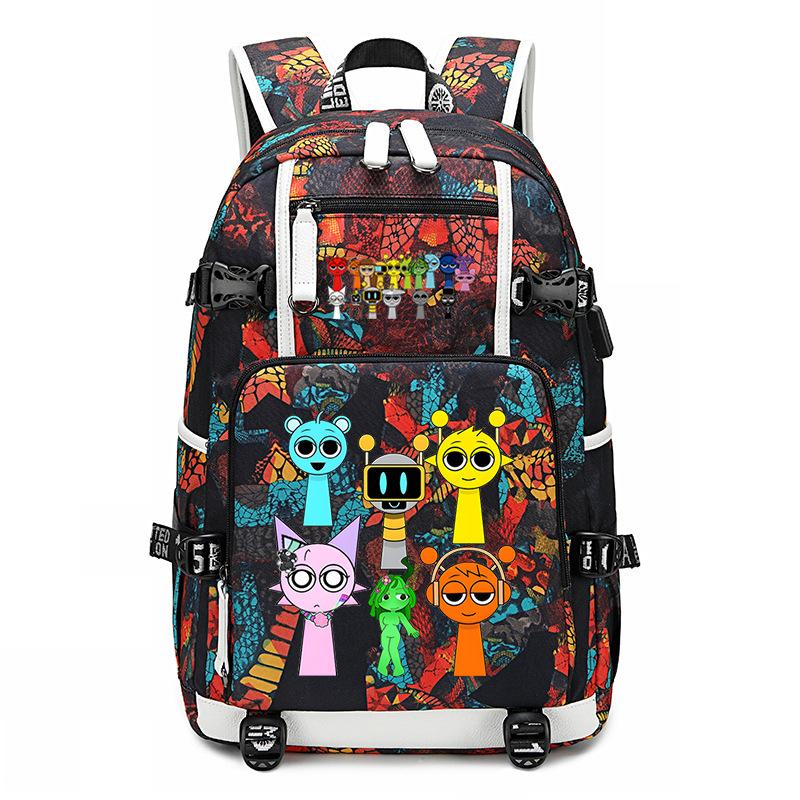 Sprunki Music Box Game School Bag Cute Cartoon Printing Trend College Style Large Capacity Backpack