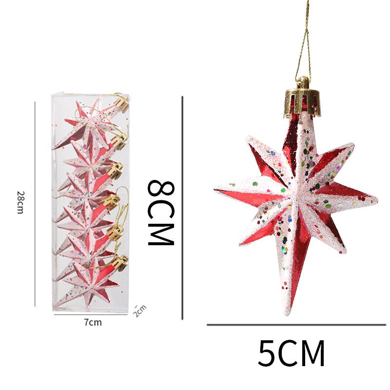 

Christmas tree decoration, alien multi pointed star, pentagram, Christmas tree decoration props, red and white stars Star