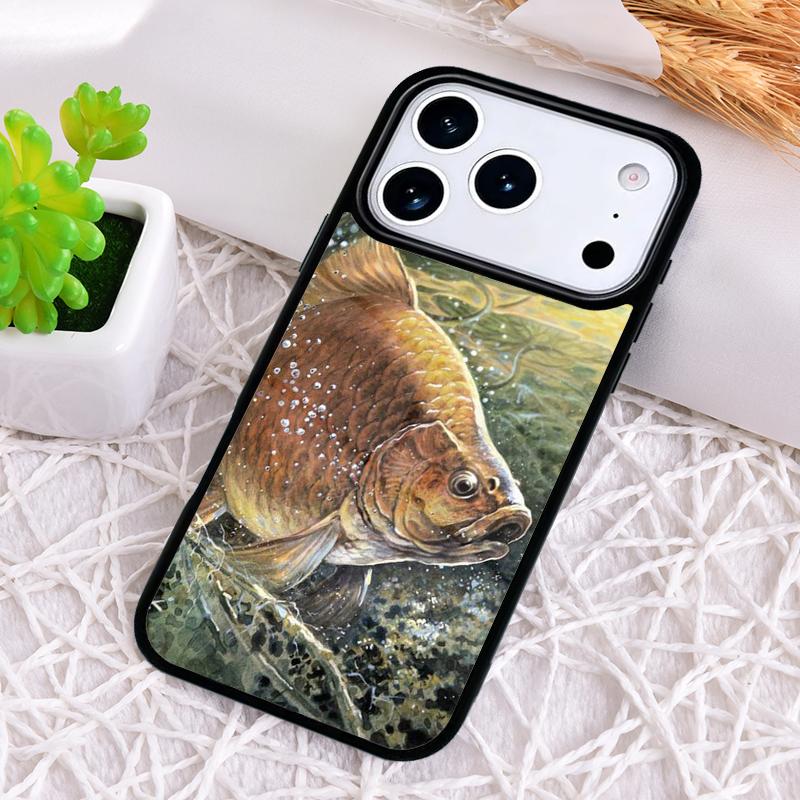 Karpfen Fisch Angeln Handyhülle für iPhone 17 Air 16 15 11 12 14 13 Pro Max Stoßfeste Hülle