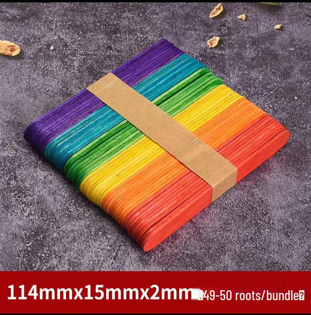 Natural Birch Wood Ice Cream Sticks, 50-Pack for DIY Models and Beauty Mixing