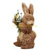 F26C Natural Straw Rabbit Figurine Easter Decors Sculpture for Safe Nontoxic Home Decors Table Desk Placement