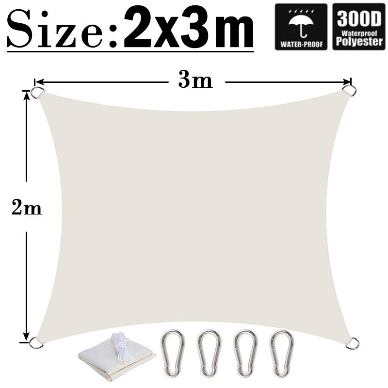 Milky 300D Polyester Waterproof Sun Shade Fabric Sun Shelter Tent Outdoor Triangle Rectangle Awning Garden Terrace Sun Canopy