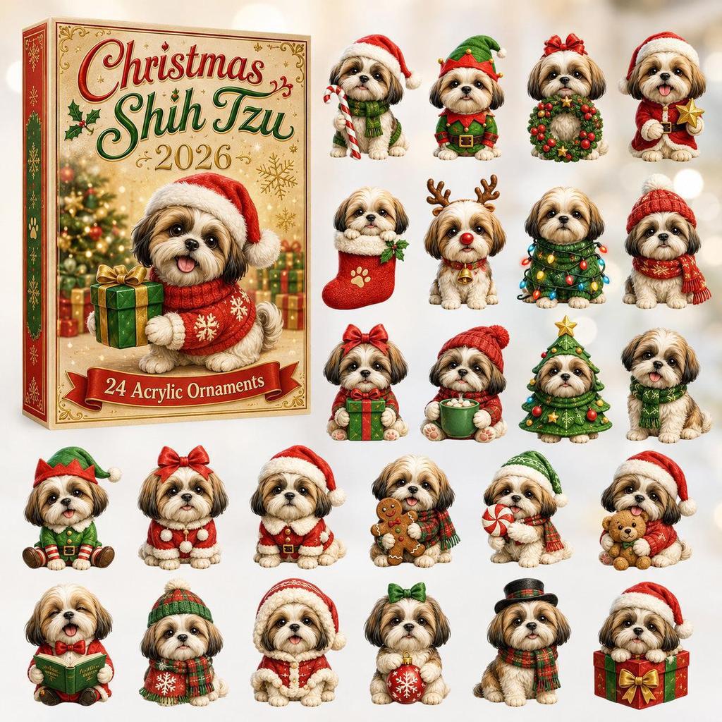 Generic Dog Christmas Advent Calendar 24 Days Cute Puppy Figurine Countdown Blind Box Holiday Home Desktop Decoration Gift