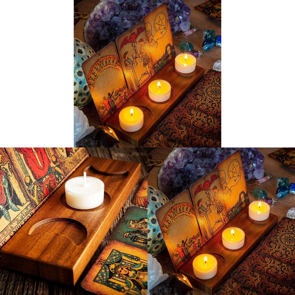 Wooden Tarot Card Stand Holder With Message Notes For Desk Decor