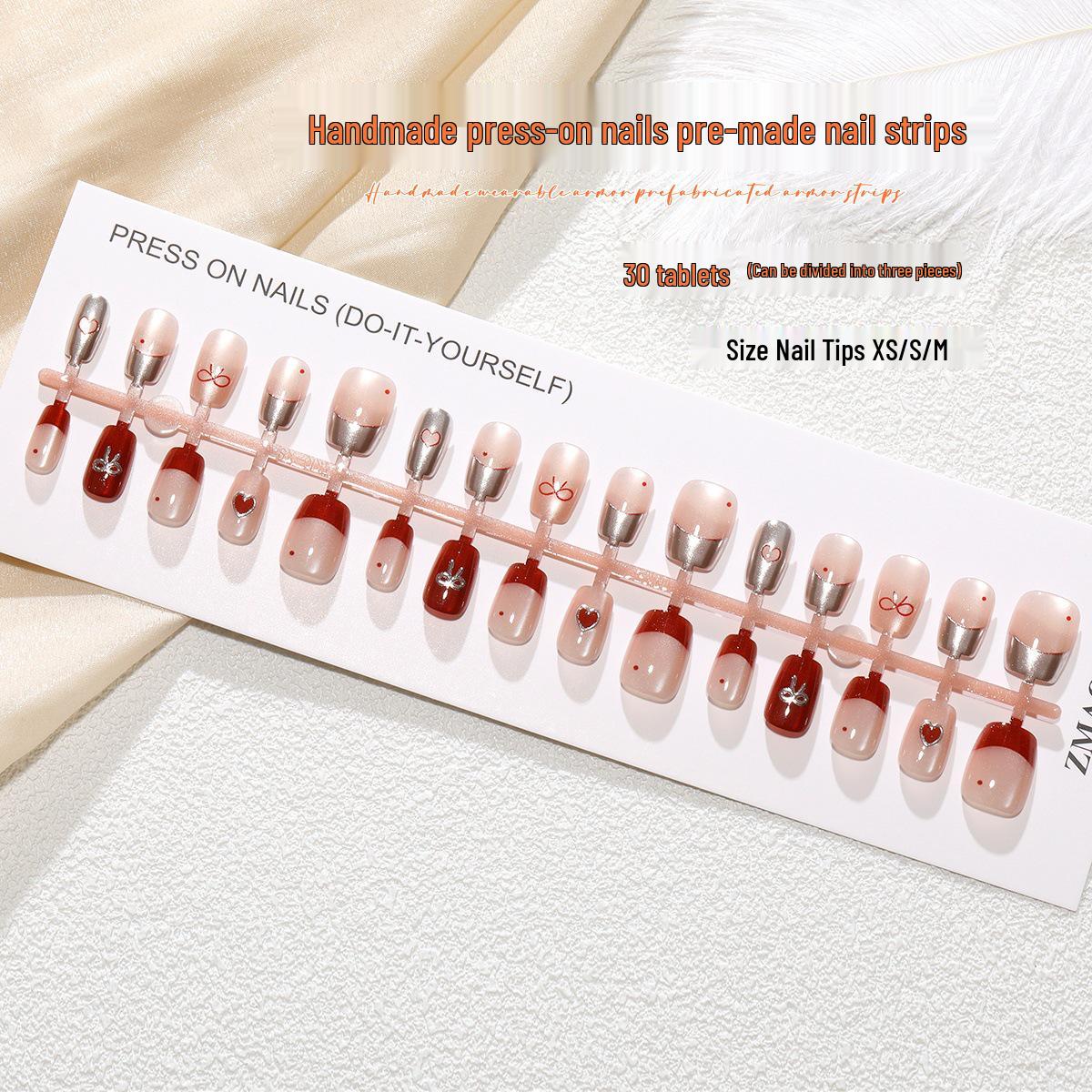 

Bowknot Gilded Two-Tone Cat Eye Press-On Nails S Set