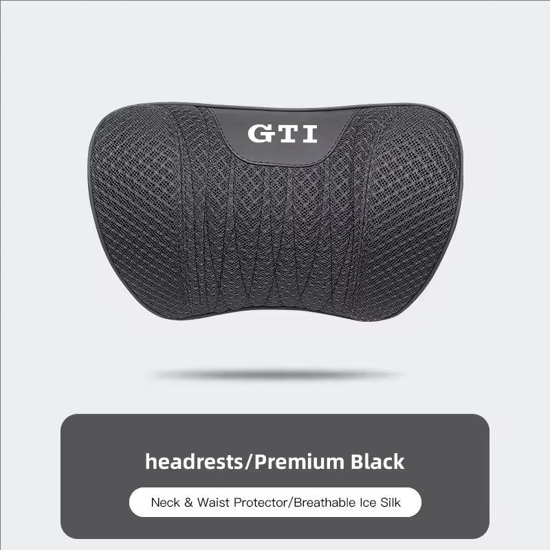 Car Neck Pillow Seat Cover Lumbar Support Headrest For VW GTI Polo T5 Passat Golf Tiguan Jetta CC T-ROC Scirocco Beetle Hub Cap