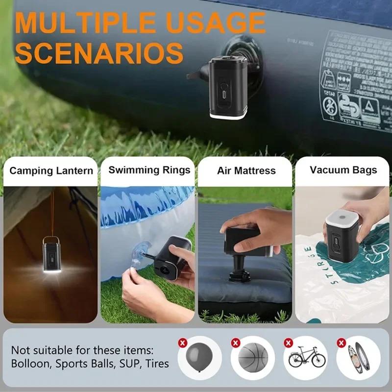 Wireless Air Compressor Pumps Portable Electric Air Pump Outdoor Camping Light for Cushions Swimming Ring Inflatable Pumps