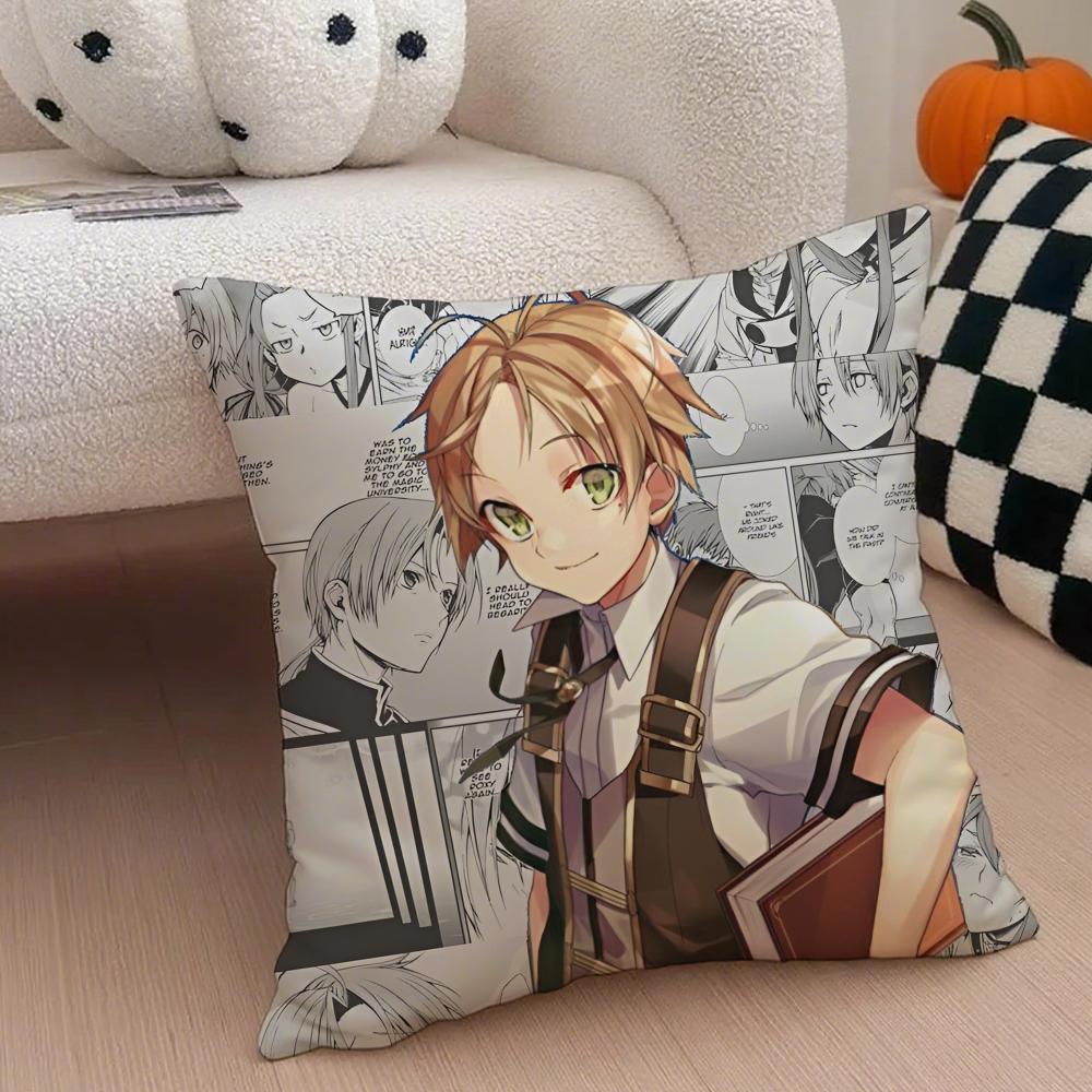 Anime M-Mushoku Tensei Pillow Case Anti-dustmite Pillowcase Invisible zipper silky short plush Sofa cushion cover