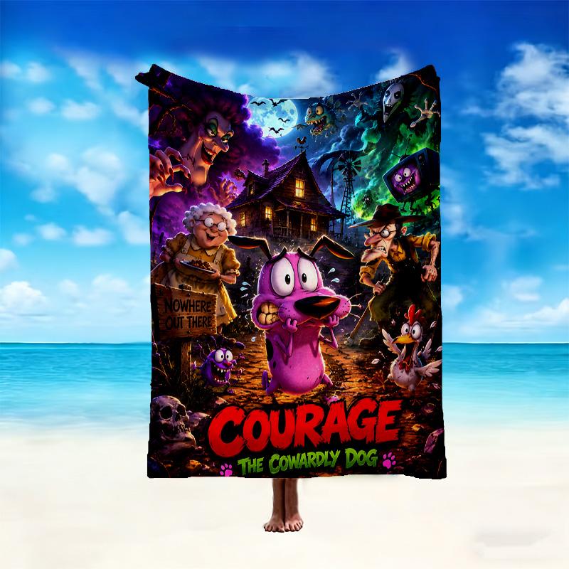 1pc Cozy Print Blanket, Courage the Cowardly Dog Blanket Appropriate for Home Picnic and Travel Adventures