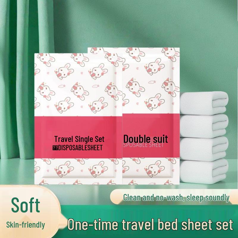 Portable Four-Piece Travel Set: Disposable Duvet Cover, Bed Sheet, Pillowcase, Bath Towel - Thickened and Enlarged for Hotels.