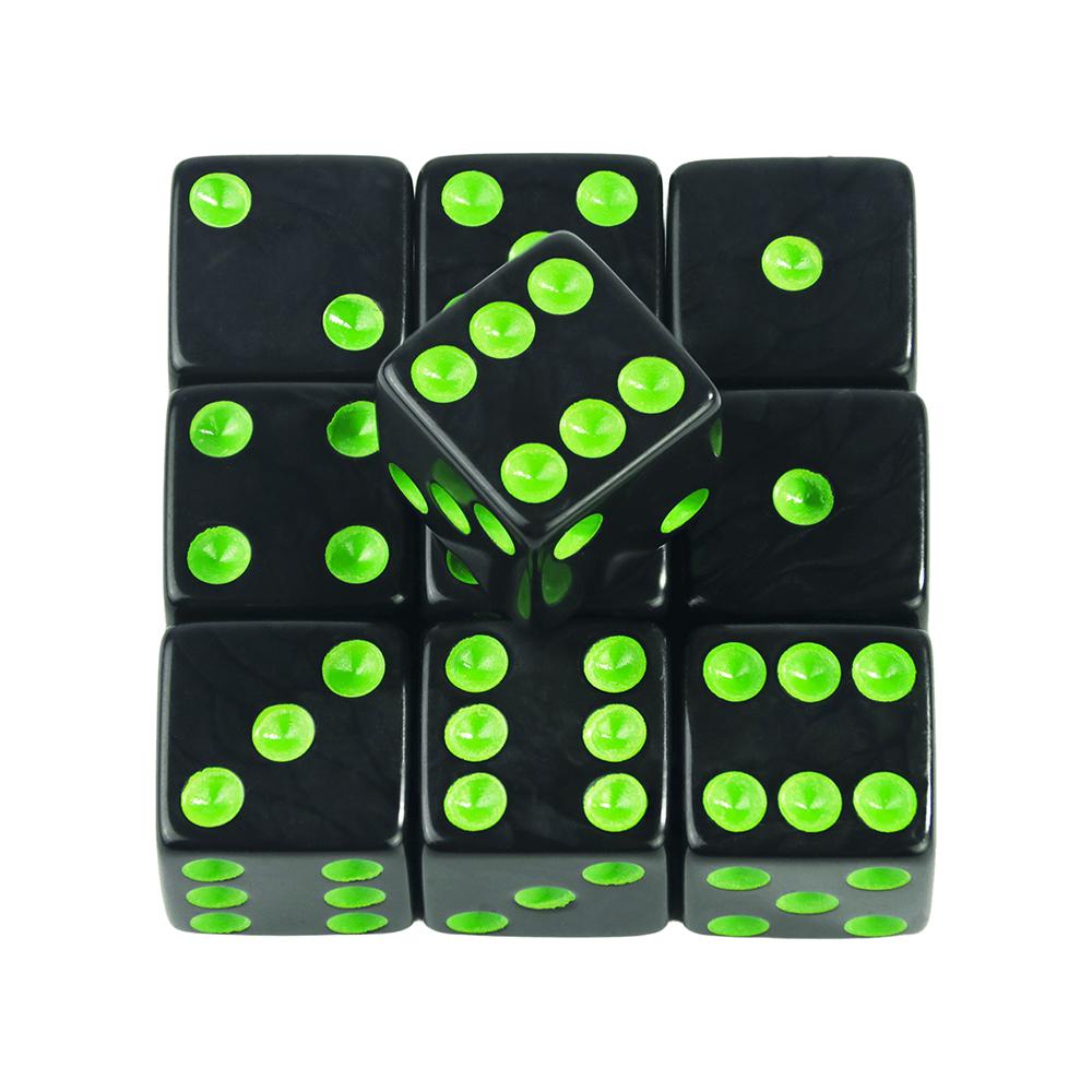 10pcs Game Dice 6 Sided 16mm Black Acrylic Dice Standard Colored Dots for Board Game Classroom Math Accesories