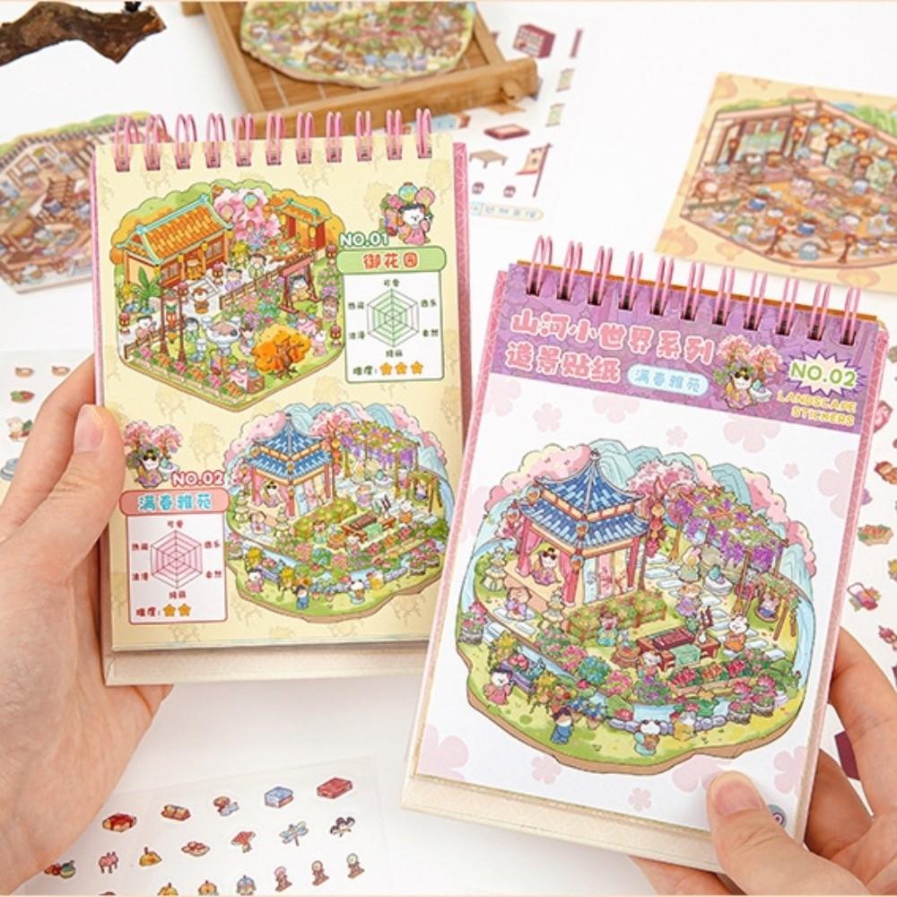 Mini Size 3D Landscape Sticker PET Pocket Sticker Book New DIY Sticker Books  For Kid Children