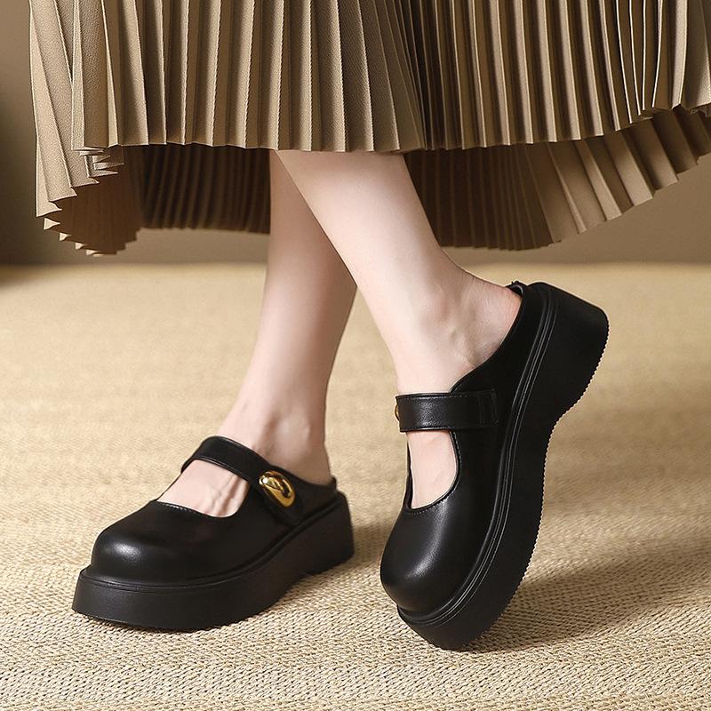Niche one-pedal Mary Jane bag head dragging girl 2025 new new model, fashionable outer wear, small height-increasing thick-soled slippers