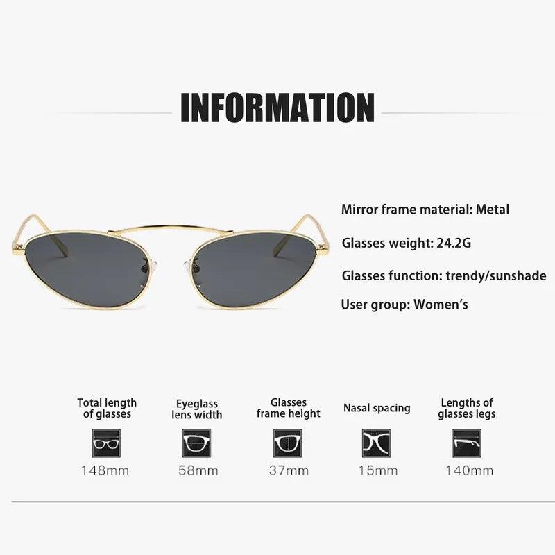 Fashion Korean Luxury  Cat Eye Sunglasses Women Unique Small Oval Sun Glasses Metal Frame Cool Triangle Eyewear Uv400